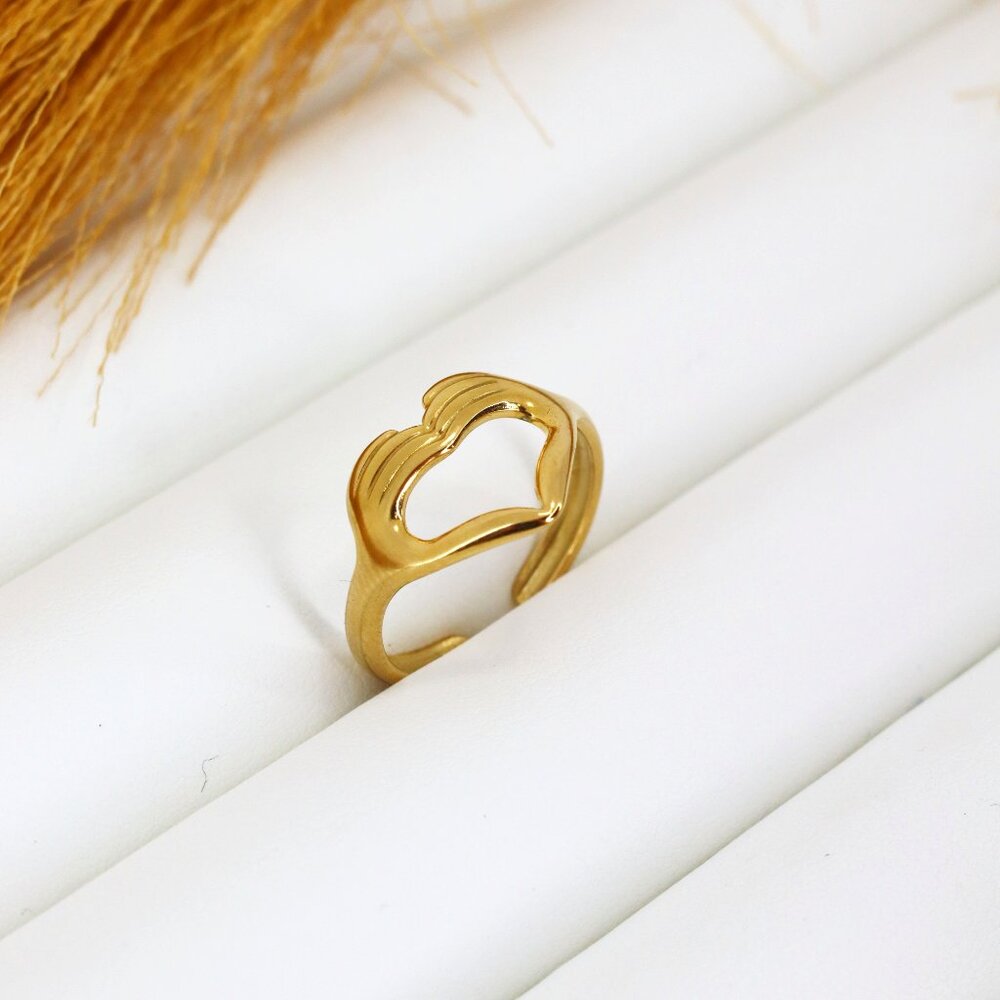 Adjustable Stainless Steel Heart Rings - Handmade Love Jewelry